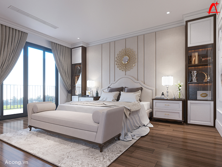 Thiết kế nội thất biệt thự Vinhomes Thăng Long: Phòng ngủ master